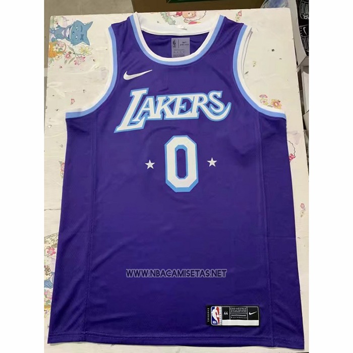 Camiseta Los Angeles Lakers Russell Westbrook NO 0 Ciudad 2021-22 Violeta